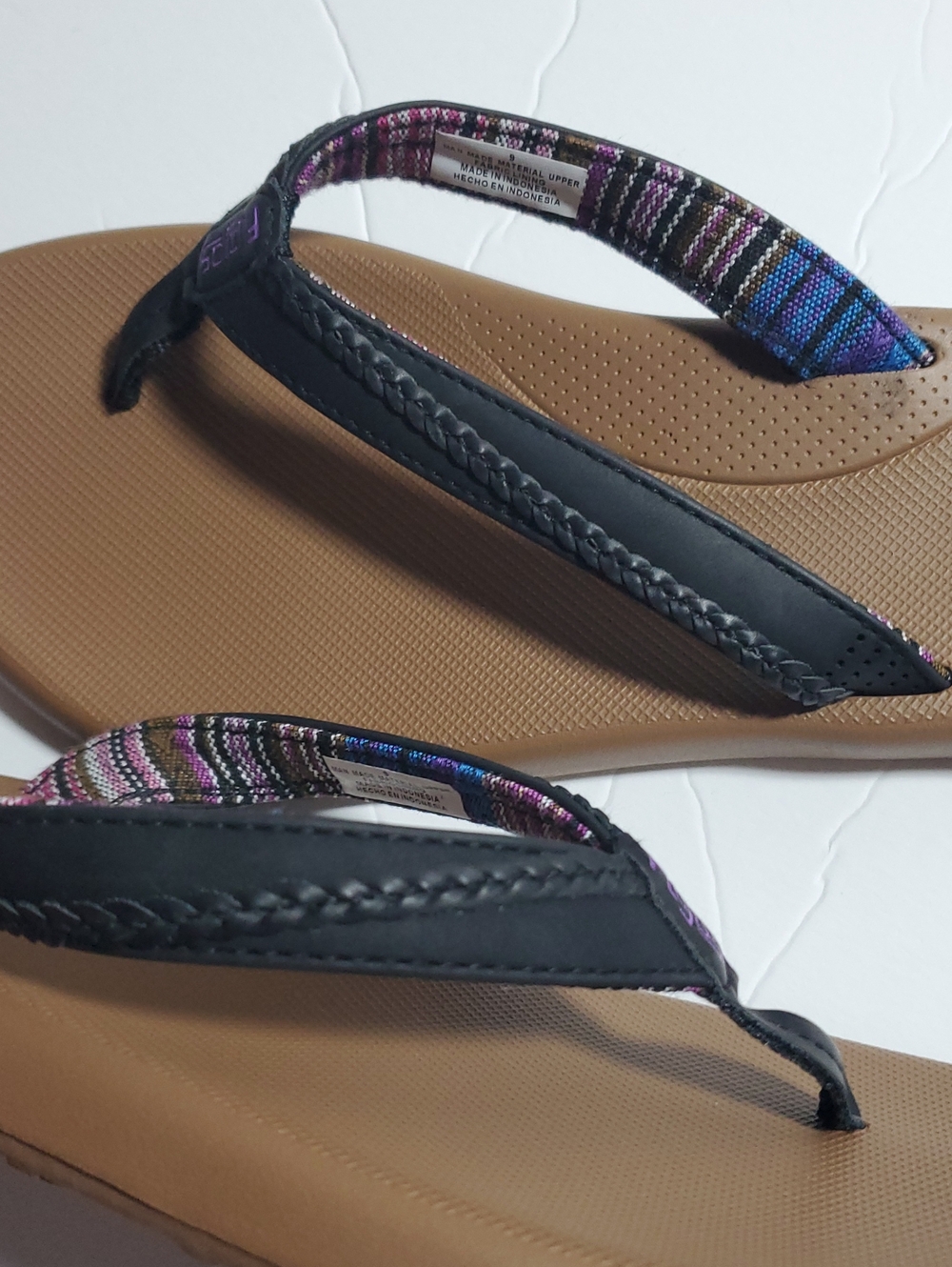 Flojos Flip Flops Size 9 Black Tan Women 9